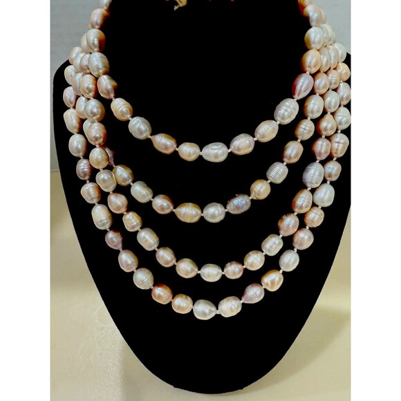 NEW Pink Purple Freshwater Pearl Necklace 32” Long NWT - Picture 3 of 14